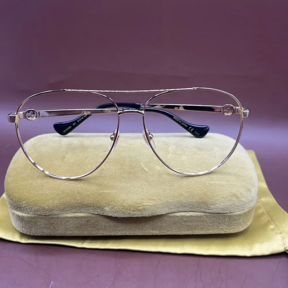 Gucci GG1088S 001 Sunglasses Frame For Parts Repair Gold Tone With Chain Case